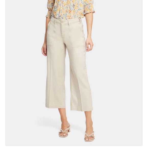 NYDJ Cream Wide-Leg Crop Pants | Stretch Linen | Lift Tuck® | Flattering Fit - Picture 8 of 8
